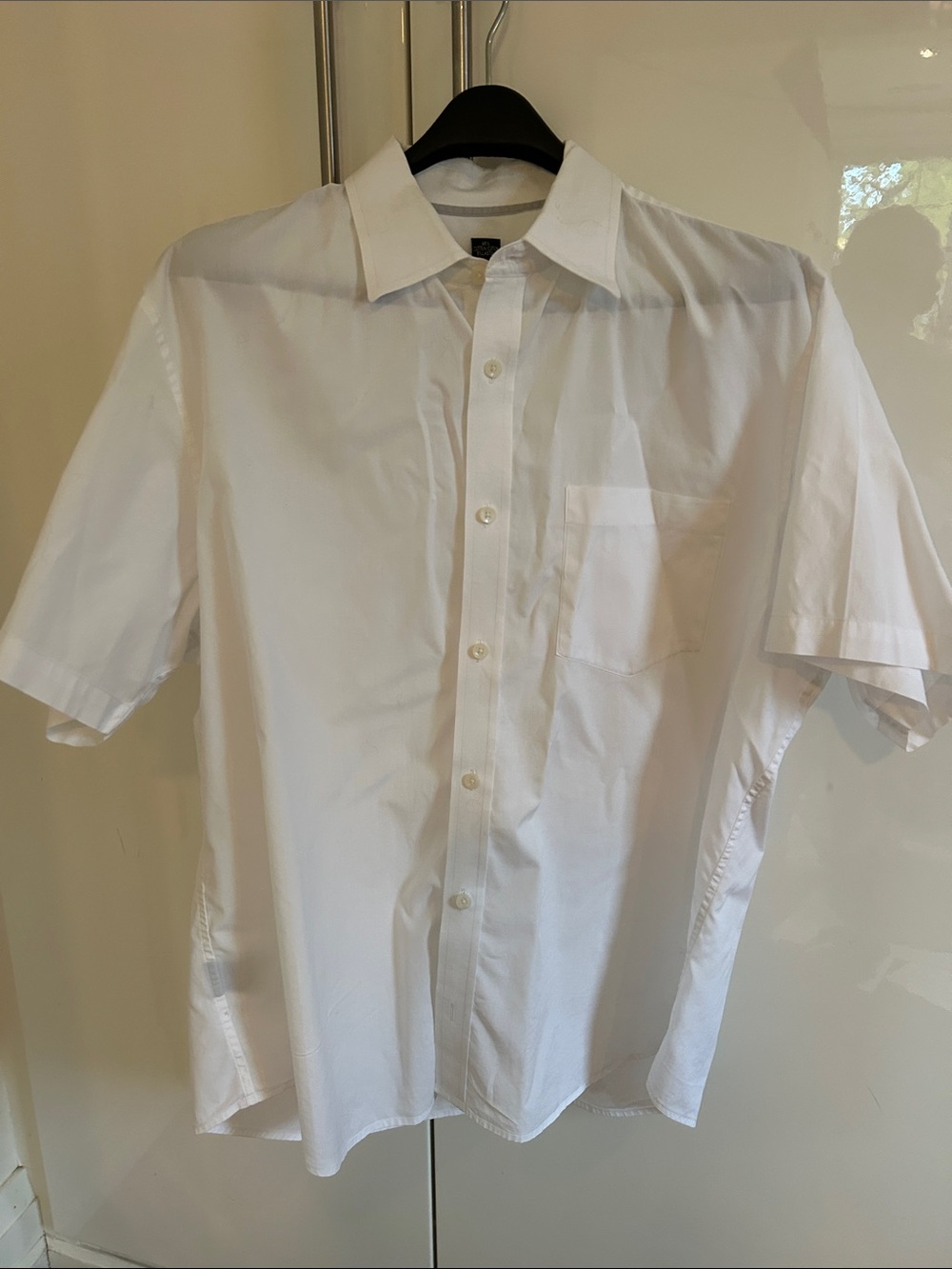 Club Monaco Men's White Short-Sleeve Button-Up Shirt